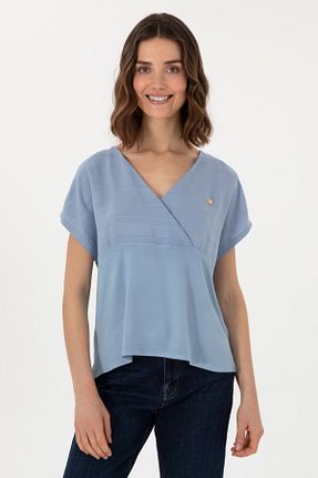 بلوز آبی زنانه ساده U.S. Polo Assn. - کد 922991578