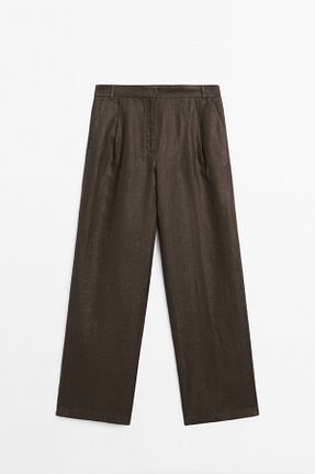 شلوار قهوه ای زنانه کتان Massimo Dutti - کد 922990478