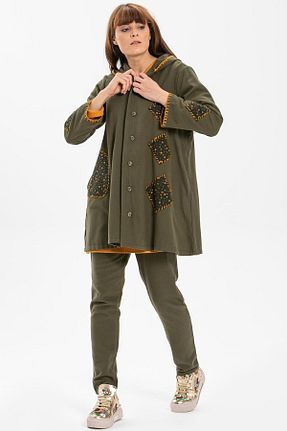 کت خاکی زنانه گشاد Eliş Şile Bezi - کد 65066495