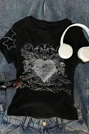 بلوز مشکی زنانه طرح دار Ef Butik - کد 923022074