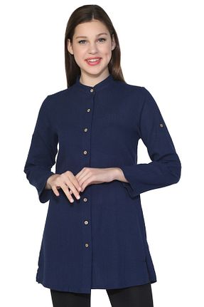 تونیک حجاب سرمه ای زنانه %100 پنبه Eliş Şile Bezi - کد 92945868
