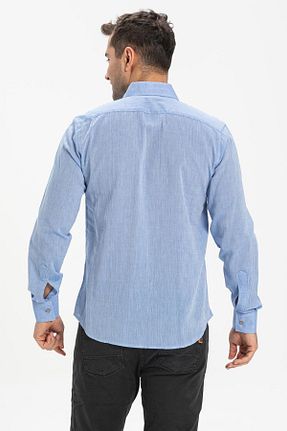 پیراهن آبی مردانه اسلیم فیت Eliş Şile Bezi - کد 92966677