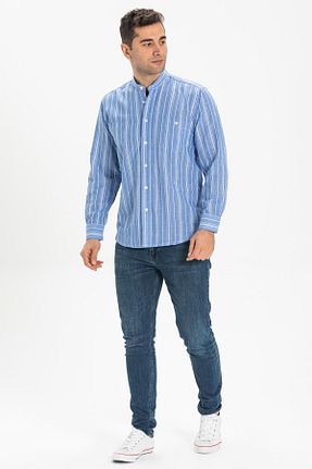 پیراهن آبی مردانه رگولار Eliş Şile Bezi - کد 92987660
