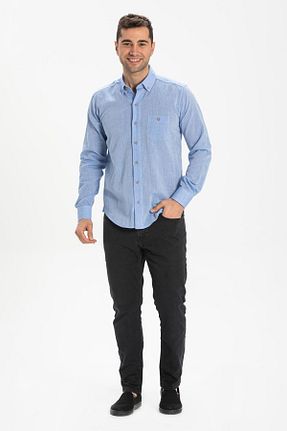 پیراهن آبی مردانه اسلیم فیت Eliş Şile Bezi - کد 92966677