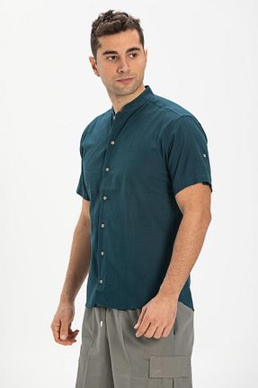 پیراهن آبی مردانه رگولار Eliş Şile Bezi - کد 92977572