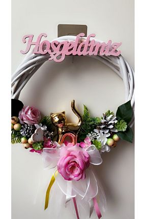 تزئینات درب صورتی حصیر florealFlowers - کد 923014686