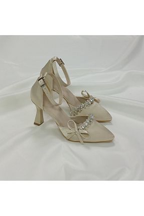 کفش مجلسی بژ زنانه پاشنه نازک ceymet - کد 923054941