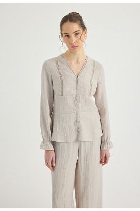 بلوز بژ زنانه رگولار Masha Kate - کد 923213897