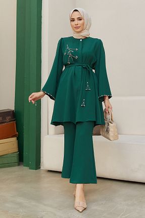 ست بالاتنه و پائین تنه حجاب سبز زنانه رگولار VAVİNOR - کد 358488867