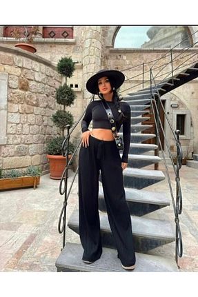 شلوار مشکی زنانه پارچه Rabi Shine - کد 923209365