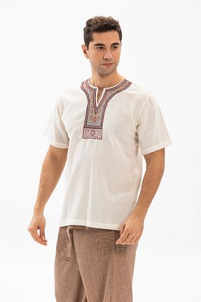 تیشرت بژ مردانه رگولار Eliş Şile Bezi - کد 92970074