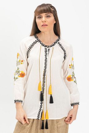 بلوز بژ زنانه ساده Eliş Şile Bezi - کد 93039642