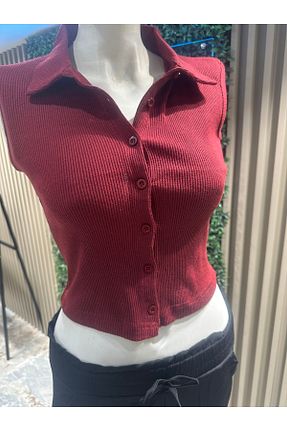 بادی زرشکی زنانه یقه پولو mor butik - کد 923254168