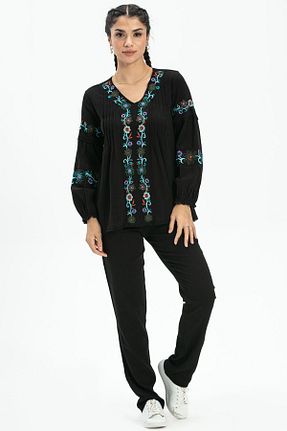 بلوز حجاب مشکی زنانه پنبه ای Eliş Şile Bezi - کد 247106091