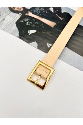 کمربند بژ زنانه چرم مصنوعی MODAM HİFA - کد 894335430