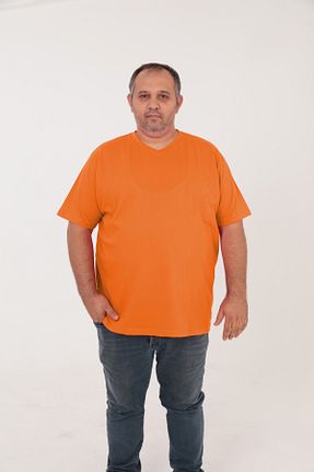 تیشرت سایز بزرگ نارنجی زنانه سایز بزرگ BİG NONA - کد 831951246