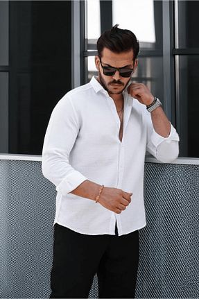 پیراهن سفید مردانه یقه پیراهنی Valiberta - کد 841509131