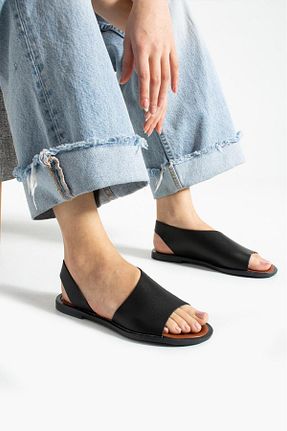 صندل مشکی زنانه پاشنه تخت Moda Frato - کد 923244456