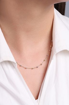 گردنبند طلا رنگی زنانه 14 عیار Diamond Line-Gülaylar - کد 904623318