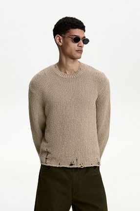 پلیور بژ مردانه رگولار Bershka - کد 923111750