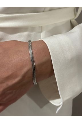 دستبند استیل (فولاد) طوسی زنانه استیل ضد زنگ luvela - کد 922686486