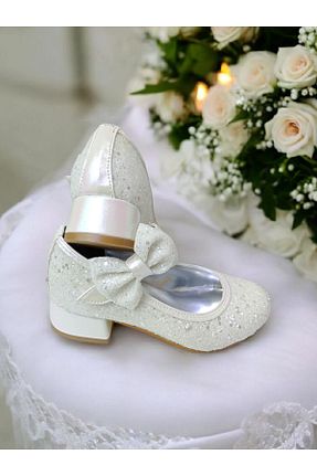 کفش پاشنه بلند کلاسیک سفید بچه گانه پاشنه ضخیم PATİK BEBE - کد 923236819