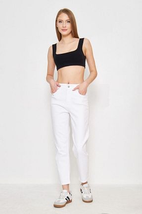 شلوار جین سفید زنانه فاق بلند ayday butik - کد 923244963