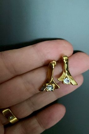 گوشواره استیل (فولاد) زرد زنانه استیل (فولاد) DLK TAKI - کد 923153370