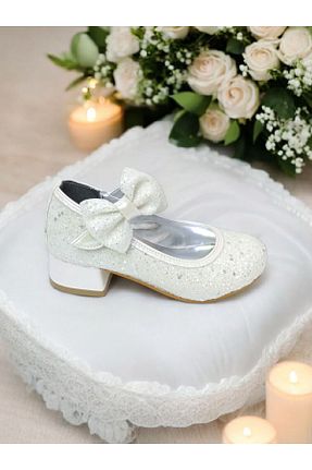 کفش پاشنه بلند کلاسیک سفید بچه گانه پاشنه ضخیم PATİK BEBE - کد 923236819