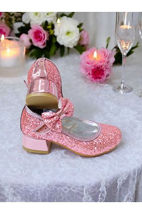 کفش پاشنه بلند کلاسیک صورتی بچه گانه پاشنه ضخیم PATİK BEBE - کد 923226215