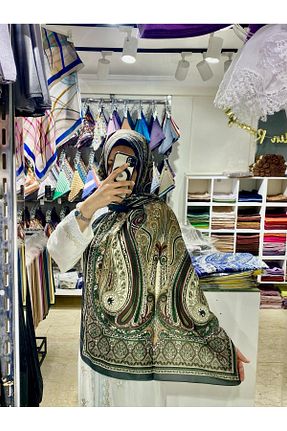 دستمال گردن سبز زنانه پنبه ای The Message - کد 923171205