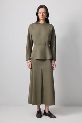 ست بالاتنه و پائین تنه حجاب خاکی زنانه رگولار Touche Prive - کد 923173347
