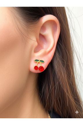 گوشواره جواهر زرد برنجی Miyoste - کد 891021714