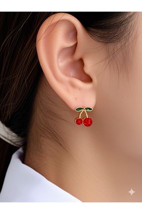 گوشواره جواهر زرد برنجی Miyoste - کد 891021714