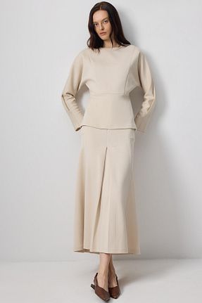 ست بالاتنه و پائین تنه حجاب بژ زنانه نیمه فیت Touche Prive - کد 923224566