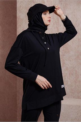ست گرمکن حجاب مشکی زنانه رگولار Alvina - کد 833477350