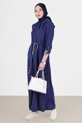 مانتو بلند حجاب سرمه ای زنانه Alvina - کد 869235924