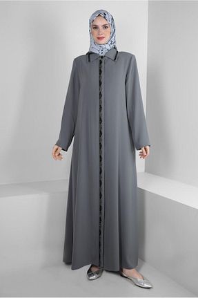 مانتو بلند حجاب طوسی زنانه Alvina - کد 805950731