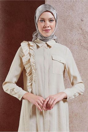 روسری بژ پلی استر Alvina - کد 853652793