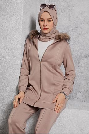 ست بالاتنه و پائین تنه حجاب قهوه ای زنانه رگولار Alvina - کد 896538865