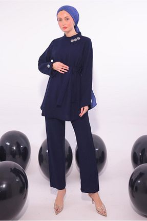 ست بالاتنه و پائین تنه حجاب سرمه ای زنانه رگولار TRENDTESETTÜR - کد 923220386