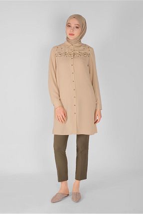 تونیک حجاب بژ زنانه پلی استر Alvina - کد 874942674