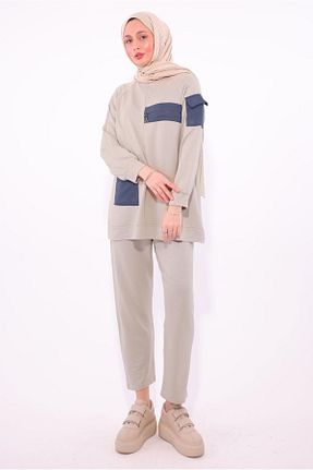 ست بالاتنه و پائین تنه حجاب بژ زنانه رگولار TRENDTESETTÜR - کد 923220379