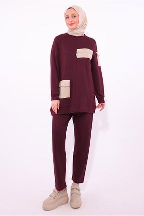 ست بالاتنه و پائین تنه حجاب زرشکی زنانه رگولار TRENDTESETTÜR - کد 923253139