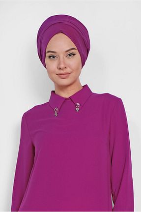 تونیک حجاب بنفش زنانه پلی استر Alvina - کد 874939034