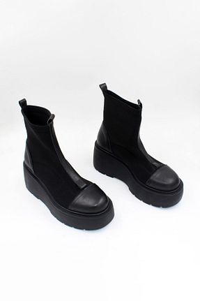 بوت / نیم بوت مشکی زنانه چرم خالص ENDİCAN - کد 778380063