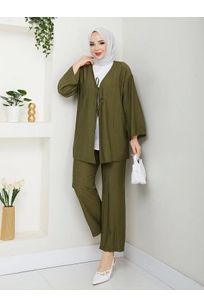 ست بالاتنه و پائین تنه حجاب خاکی زنانه رگولار Moda Echer - کد 923277786