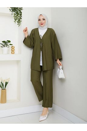 ست بالاتنه و پائین تنه حجاب خاکی زنانه رگولار Moda Echer - کد 923277786