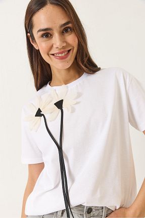 تیشرت سفید زنانه Straight Bianco Lucci - کد 923282415
