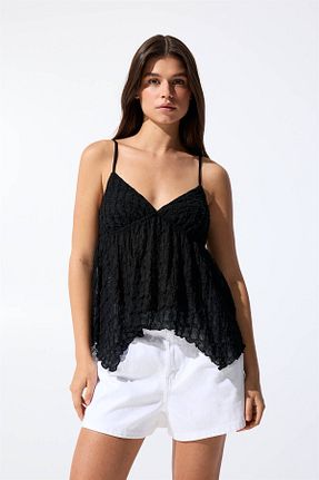 بلوز مشکی زنانه بافت دار Pull & Bear - کد 924556559